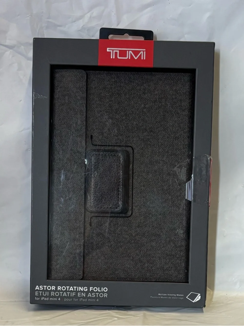 Tumi Astor Earl Gray Rotating Folio Case For iPad Mini Coated Canvas